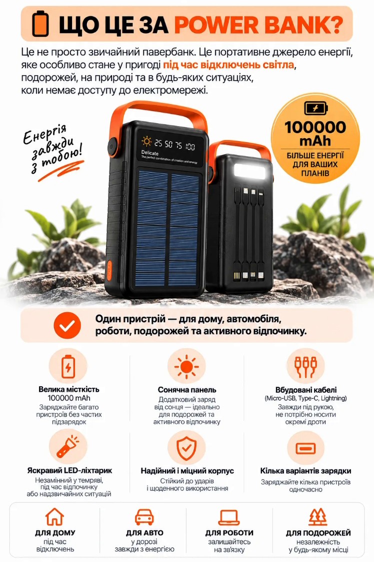 Що це за Power Bank? Портативне джерело енергії для дому, авто, роботи та подорожей