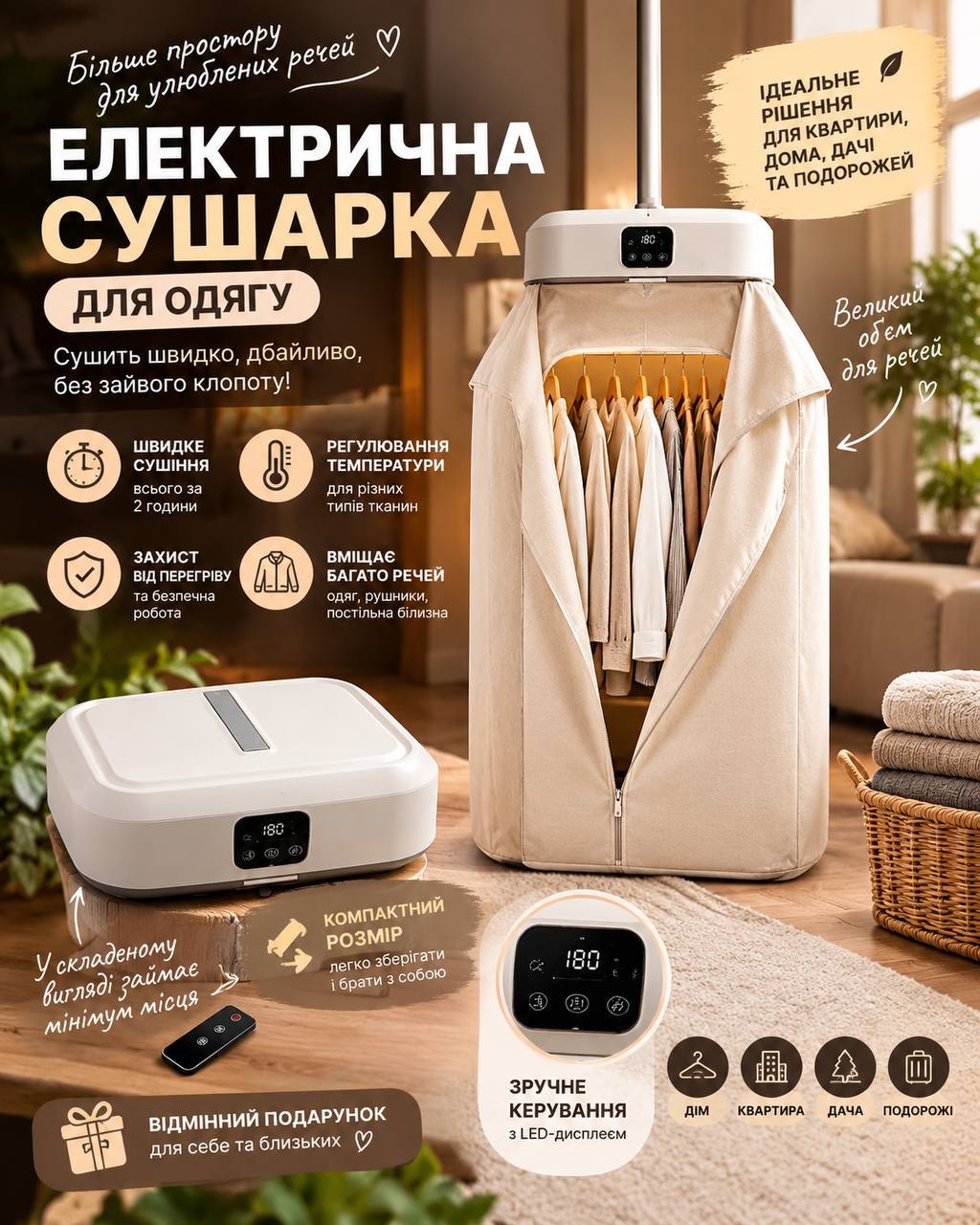 Електрична сушарка для одягу